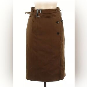 Anthropologie Brown High Waisted Buckle Skirt